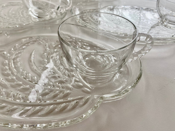 Vintage Individual Federal Glass Snack Tray and Teacup (2-Piece)