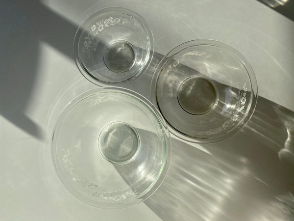 Set of 3 Vintage Pyrex Clear Colonial Mist Nesting Bowls