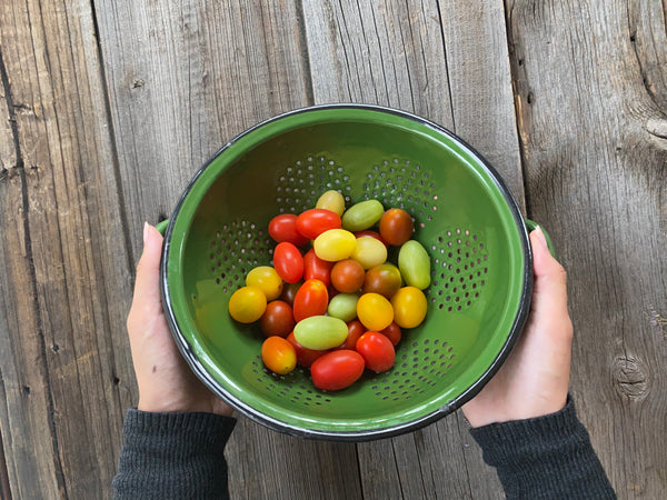 Vintage Enamel Metal Green Colander