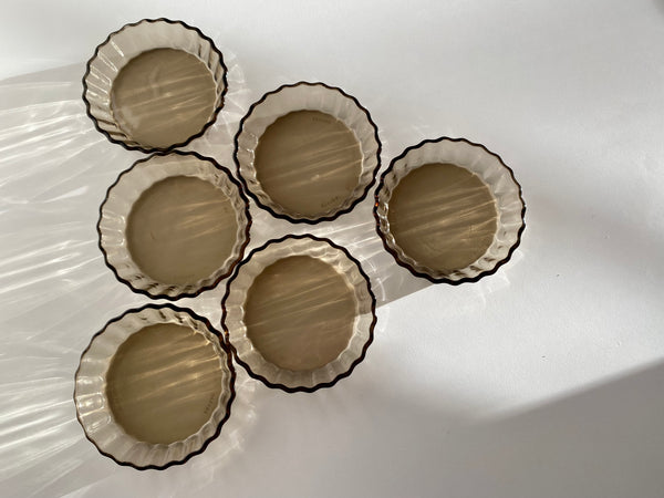 Individual Vintage Arcopal Smoked Glass Mini Tart Dish