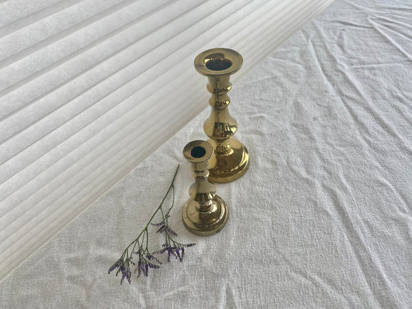 Set of 2 Vintage Brass Candlestick Holders