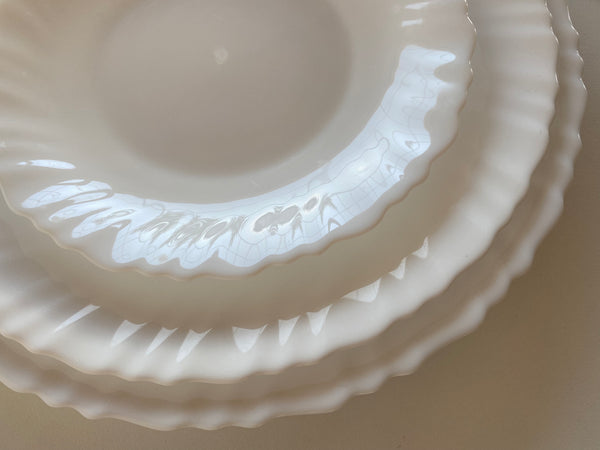 Individual Vintage Arcopal White Trianon Large Dinner Plate