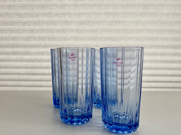 Set of 4 Vintage Pasabahce Blue Glasses