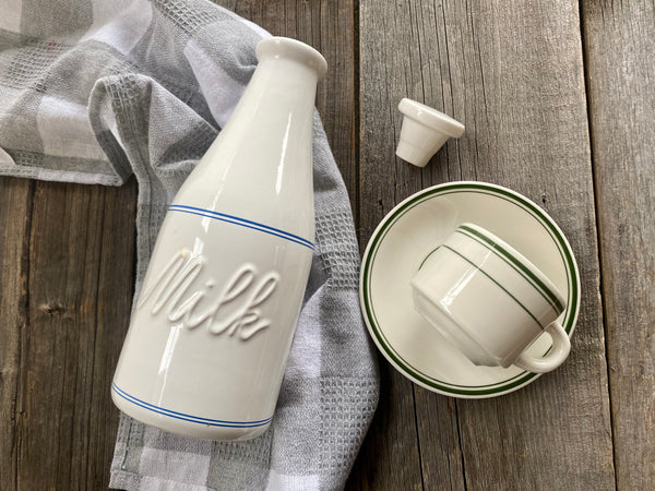 Vintage Milk Bottle with Lid