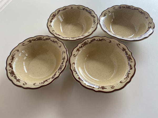 Individual Vintage Syracuse China Brown Rimmed Small Bowl