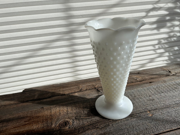 Vintage Milk Glass Hobnail Large Vase