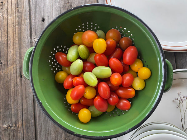 Vintage Enamel Metal Green Colander