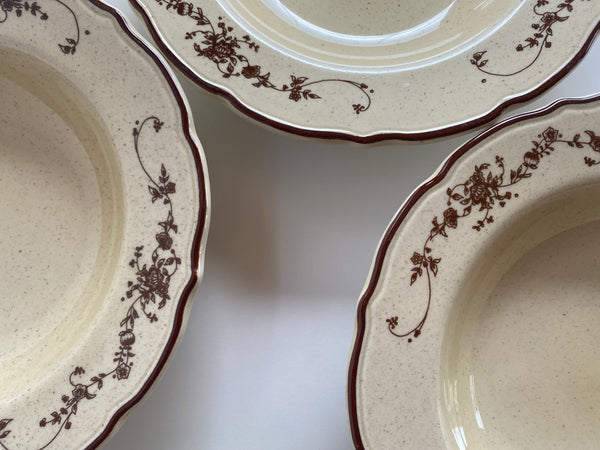 Individual Vintage Syracuse China Brown Rimmed Pasta Bowl