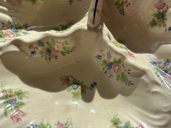 Vintage Floral Divided Relish Dish