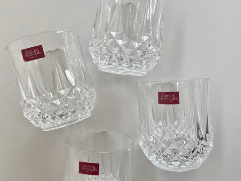 Set of 4 Vintage Cristal D'Arques Longchamp Whisky Crystal Glasses