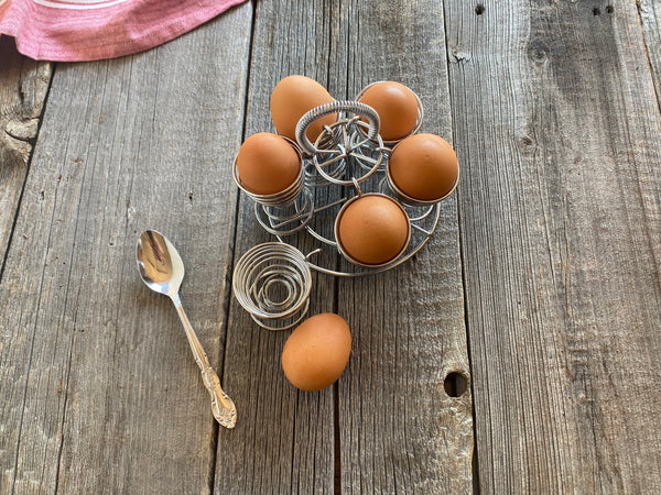 Vintage Wire Egg Rack and Holders