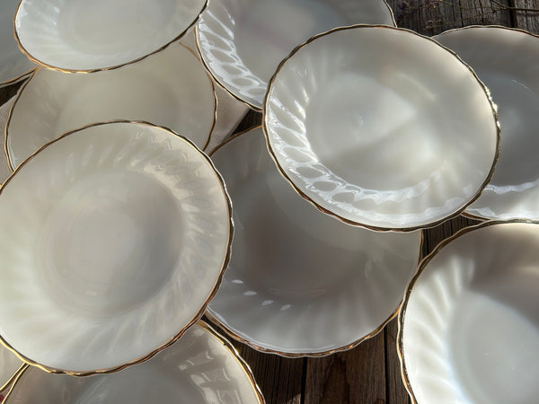 Copy of Vintage Individual Fire King Swirl Gold Rimmed Salad Plates