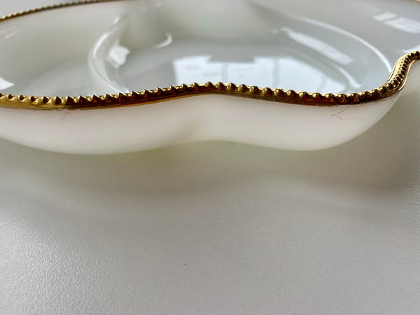 Vintage Fire King Gold Rim 3-Part Relish Dish