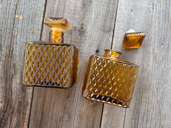 Individual Vintage Amber Glass Decanter